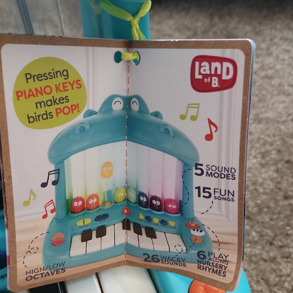 Blue Hippo Piano for Kids - Picture 2 of 2